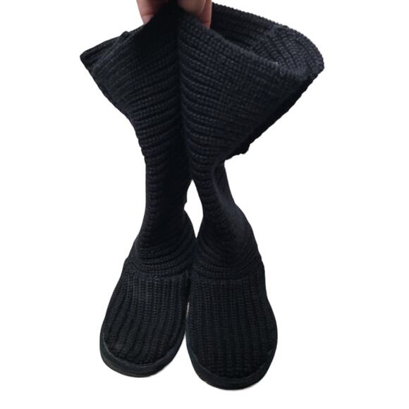 Bearpaw Knit Tall Wool/Acrylic Blend Black Boots 656W Knit Tall Women's US 7 - Picture 6 of 11